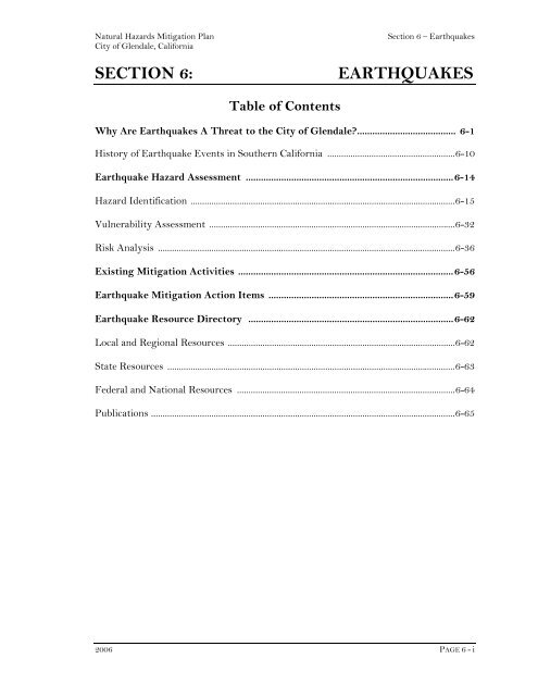 Glendale (PDF) - Hazard Mitigation Web Portal - State of California