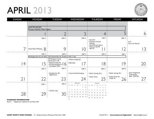 Academic Calendar 12-13 - St. Mary's Roman Catholic Church