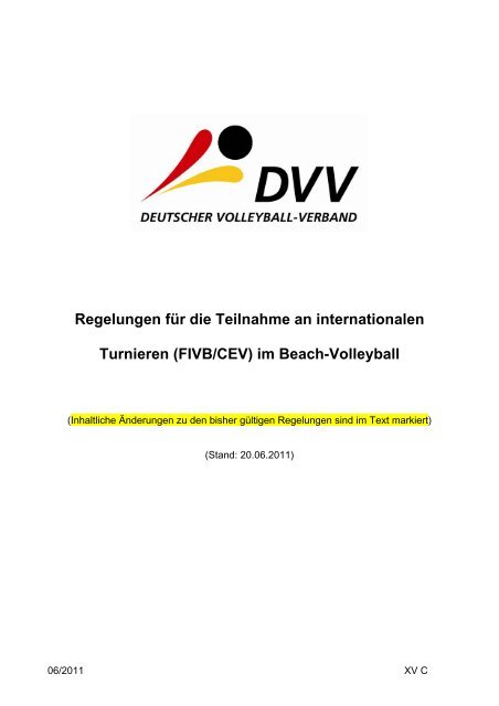 (FIVB/CEV) im Beach-Volleyball - Deutscher Volleyball-Verband