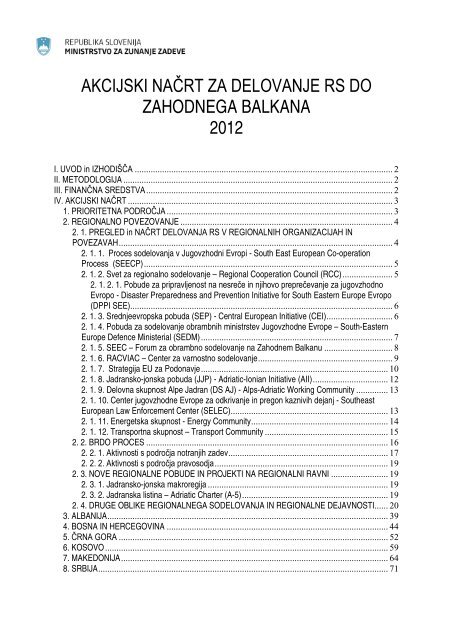 akcijski načrt za delovanje rs do zahodnega balkana - Ministrstvo za ...