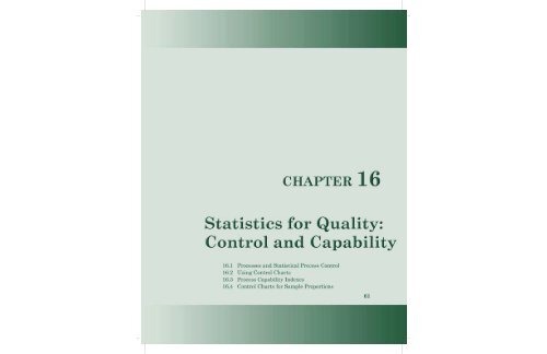 Chapter 16, Statistics for Quality: Control and Capability - WH Freeman