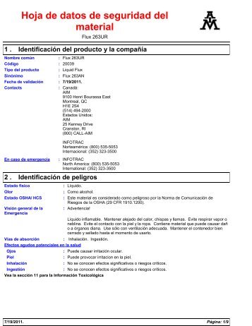 MSDS - NC263UR sp - AIM Solder