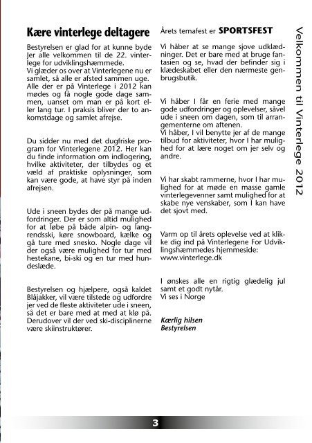 Program - Foreningen Vinterlege For UdviklingshÃ¦mmede