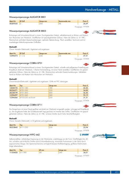 Kapitelregister Spanabhebende Werkzeuge Schleifmittel ...