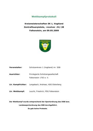 Wettkampfprotokoll - 1. BÃ¼rgerliche SchÃ¼tzengilde zu Oelsnitz ...