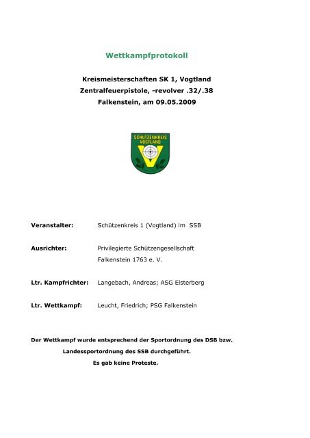 Wettkampfprotokoll - 1. BÃ¼rgerliche SchÃ¼tzengilde zu Oelsnitz ...