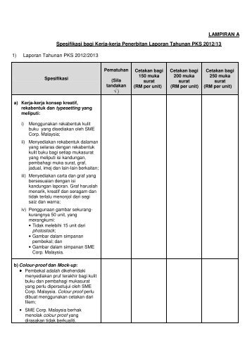 Spesifikasi Kerja-Kerja Penerbitan Laporan Tahunan PKS ...