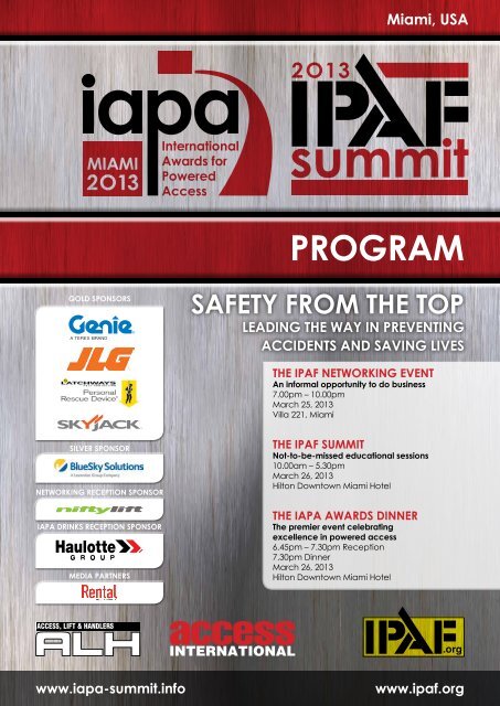 To see the full IPAF Summit 2013 programme CLICK ... - KHL Group