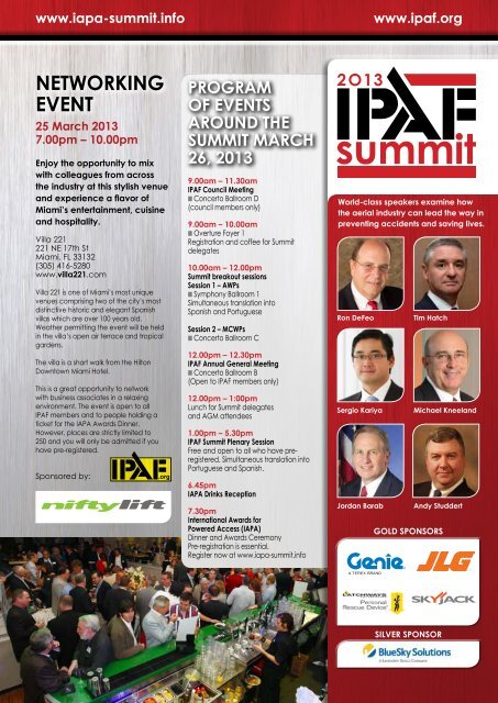 To see the full IPAF Summit 2013 programme CLICK ... - KHL Group