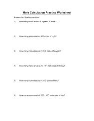 Mole Calculation Practice Worksheet