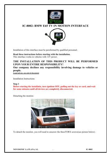 IC-8002: BMW E65 TV IN MOTION INTERFACE - Novosonic