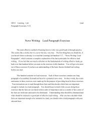 News Writing: Lead Paragraph Exercises - The Learning Lab at HFCC