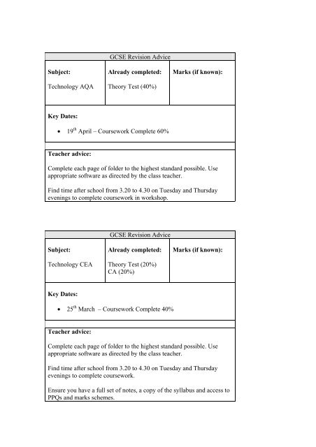 GCSE Revision Advice - The Abbey Christian Brothers' Grammar ...