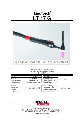 LT 17 G - Lincoln Electric - documentations