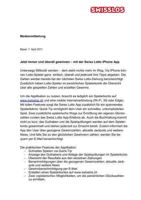 Lesen Swisslos