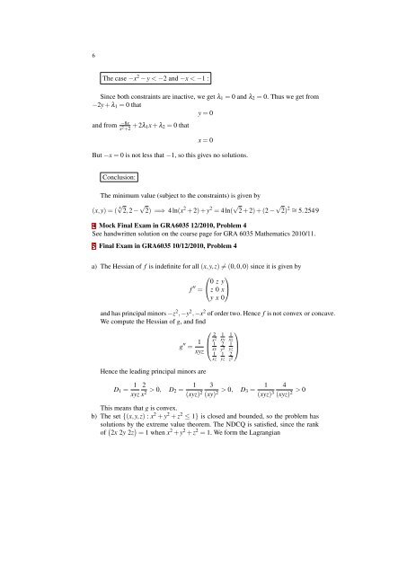 Problem Sheet 9 with Solutions GRA 6035 Mathematics