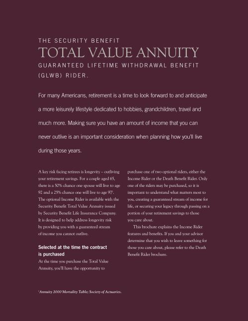 Income Rider Brochure - Total Value Annuity