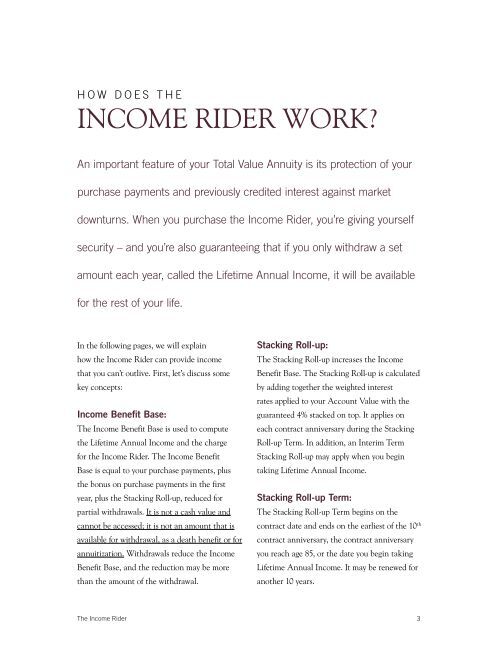Income Rider Brochure - Total Value Annuity