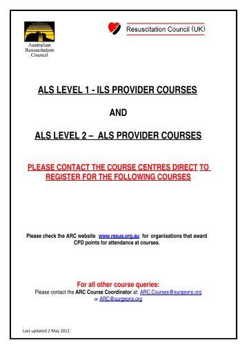 als provider courses - Australian Resuscitation Council