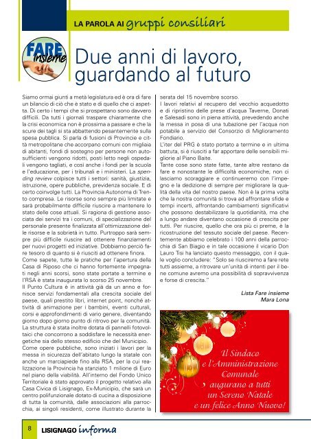 DICEMBRE 2012 - Comune di Lisignago