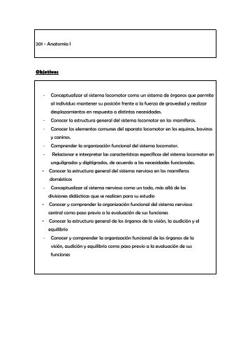 201 - AnatomÃ­a I Objetivos - Conceptualizar al sistema locomotor ...