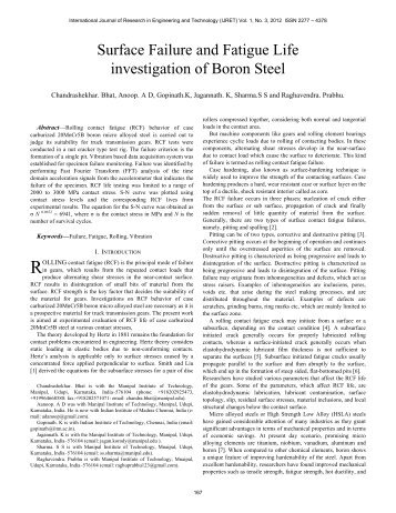 Surface Failure and Fatigue Life investigation of Boron Steel