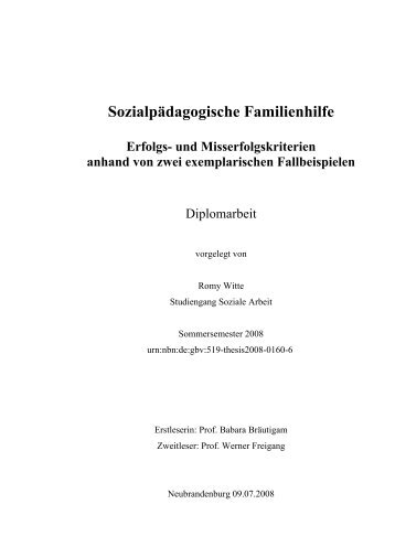 Sozialpädagogische Familienhilfe Erfolgs- und Misserfolgskriterien ...