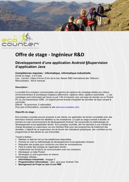 Offre de stage - Ingénieur R&D - Eco Compteur