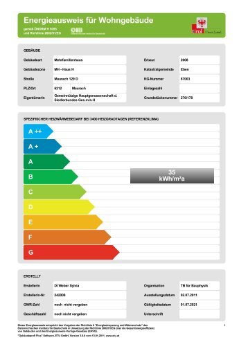 Energieausweis für Wohngebäude - GHS