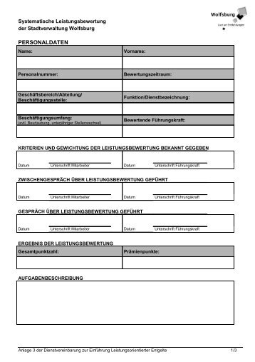 Formular systematische Leistungsbewertung