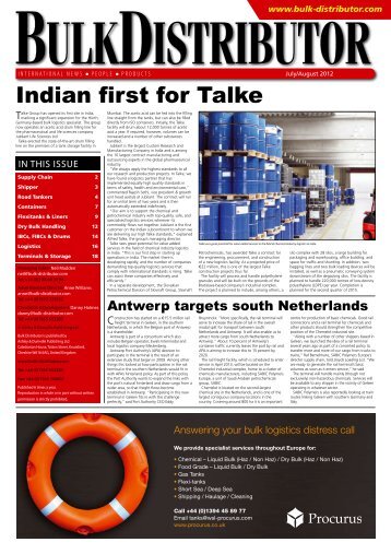 Indian first for Talke - Bulk Distributor