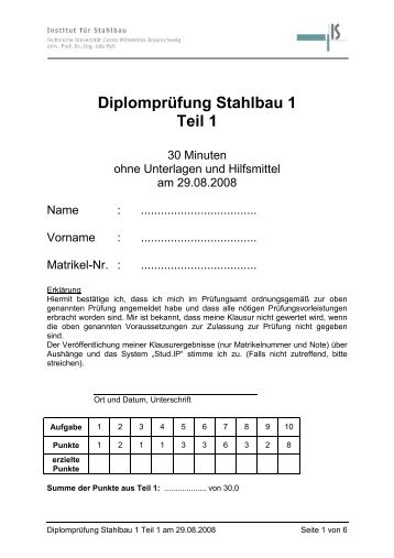 DiplomprÃ¼fung Stahlbau 1 Teil 1