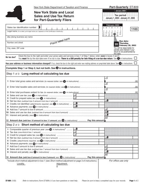 New York State and Local Sales and Use Tax Return for ... - FormSend