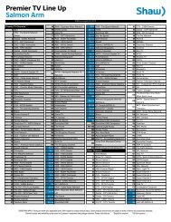 Premier TV Line Up - Salmon Arm - Shaw