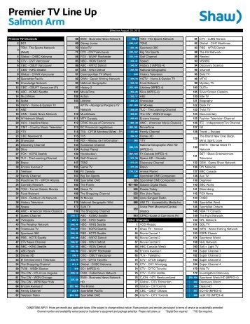 Premier TV Line Up - Salmon Arm - Shaw