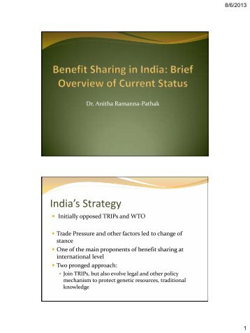 India : Current Status of Access and Benefit Sharing in India