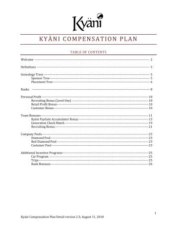 KYÃNI COMPENSATION PLAN - Kyani.info