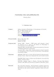 Curriculum vitae and publication list - Institut de Planétologie et d ...