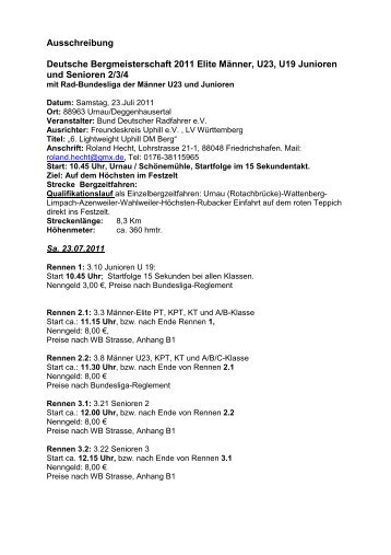Details zur Ausschreibung Deutschen Meisterschaft Berg (pdf)...