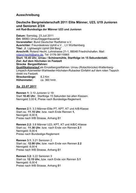 Details zur Ausschreibung Deutschen Meisterschaft Berg (pdf)...