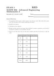 EXAM 1 MATH 302 - Advanced Engineering Mathematics I