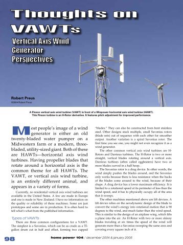 Thoughts on VAWTs - Home Power Magazine