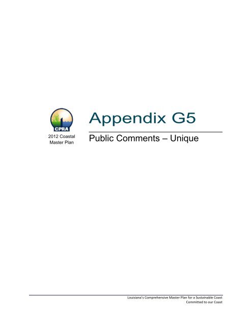 Appendix G5a â Public Comments - Coastal Protection and ...