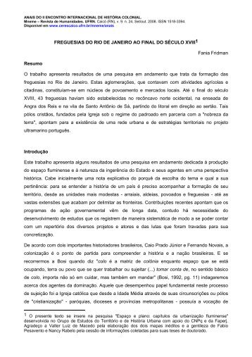 FREGUESIAS DO RIO DE JANEIRO AO FINAL DO SÃCULO XVIII1 ...