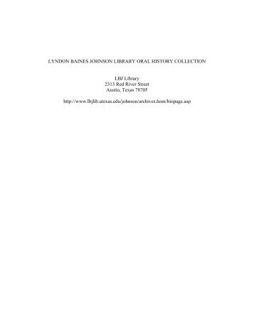 Lady Bird Johnson Oral History Interview XII - LBJ Presidential Library