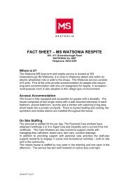 FACT SHEET â MS WATSONIA RESPITE