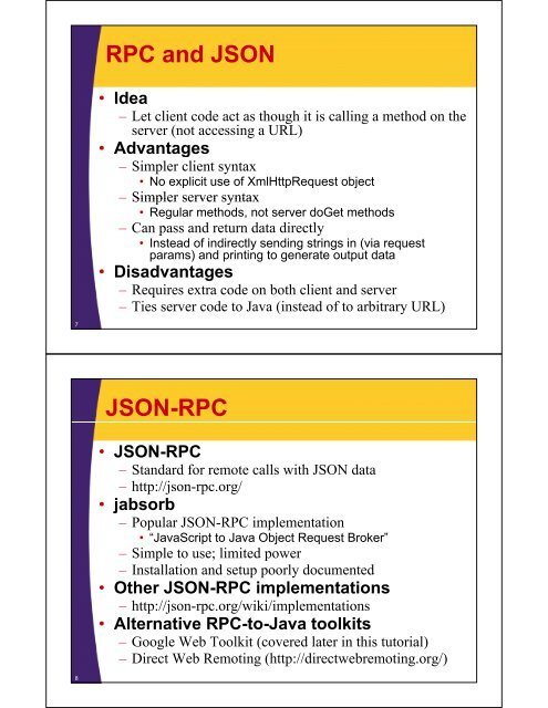 JSON-RPC - Custom Training Courses - Coreservlets.com