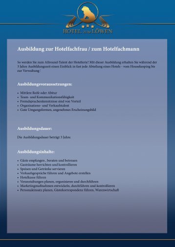 Ausbildung zur Hotelfachfrau / zum Hotelfachmann - Hotel Bodensee