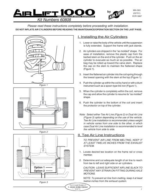 Installation Instructions - Air Lift