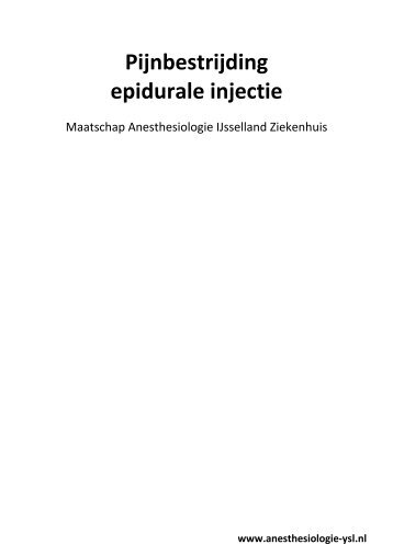 Pijnbestrijding epidurale injectie - IJsselland Ziekenhuis
